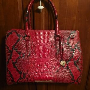 Elegant Red Crocodile-Embossed Handbag